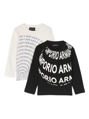 Emporio Armani Kids Twee T-shirts met logoprint - Zwart