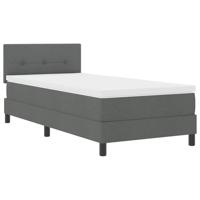 vidaXL Boxspringbed met matras en LED stof donkergrijs 90x190 cm