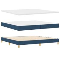 vidaXL Boxspringbed met Matras in Blauw, 200 x 200 cm, Stof