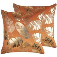 Beliani-SUNFLOWER -Sierkussen set van 2-Oranje-45 x 45 cm-Fluweel