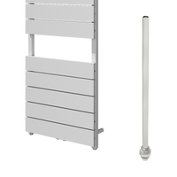 Vipera Teide enkele handdoekradiator 50 x 142 cm elektrische verwarming mat wit zij- en middenaansluiting 500W, weerstand inbegrepen