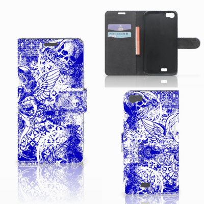 Telefoonhoesje met Naam Wiko Lenny Angel Skull Blauw Telefoonhoesje met Naam Wiko Lenny Angel Skull Blauw