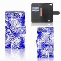 Telefoonhoesje met Naam Wiko Lenny Angel Skull Blauw