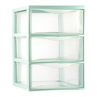 Ladeblokje/bureau organizer met 3x lades - transparant/lichtgroen - L26 x B37 x H37 cm - plastic - thumbnail