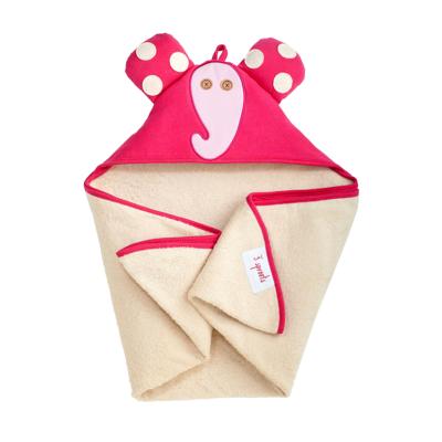 3 Sprouts - Hooded Towl - Pink Elephant