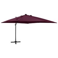 Zweefparasol met paal en LED-verlichting 300 cm bordeauxrood - thumbnail