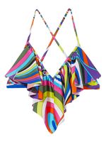 PUCCI haut de bikini volanté à imprimé Iride - Multicolore