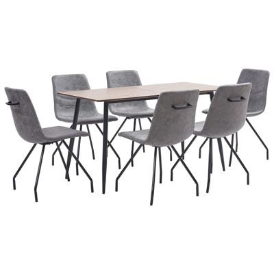 vidaXL 7-delige Eethoek kunstleer donkergrijs