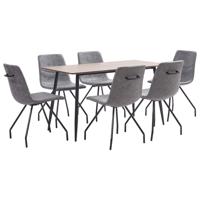 vidaXL 7-delige Eethoek kunstleer donkergrijs