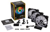 Corsair Casefan LL120 RGB 120mm Dual Light Loop RGB LED PWM Fan, 3 Fan Pack with Lightin - thumbnail