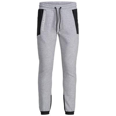 JACK & JONES JUNIOR joggingbroek Will met logo lichtgrijs melange/zwart/wit JACK & JONES JUNIOR joggingbroek Will met logo lichtgrijs melange/zwart/wit