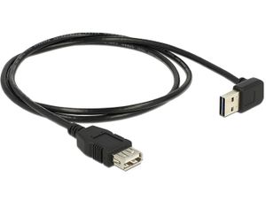 Delock USB-kabel USB 2.0 USB-A stekker, USB-A bus 1.00 m Zwart Stekker past op beide manieren, Vergulde steekcontacten, UL gecertificeerd 83547