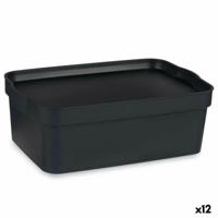 Opbergbak met Deksel Antraciet Plastic 6 L 21 x 11 x 32 cm (12 Stuks)