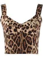 Dolce & Gabbana bustier à imprimé léopard - Marron