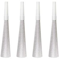 Glitter feesttoeters Zilver - 4 Stuks