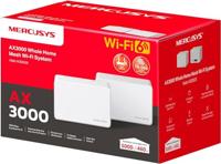 Mercusys Halo H3000X (2-pack) draadloze router 6 mesh, AX3000, dual-band, bereik tot 420 m², 3 x Gigabit poort per schijf, netwerkbeheer, eenvoudige installatie met app, WPA3