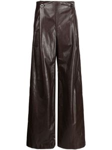 Rosetta Getty wide-leg leather trousers - Marron