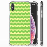 Apple iPhone Xs Max Doorzichtige Silicone Hoesje Waves Green