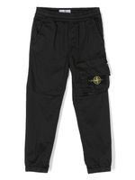 Stone Island Junior pantalon à patch Compass - Noir