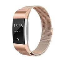 By Qubix - Compatible met Fitbit Charge 2 milanese bandje - Maat: Small - Champagne goud - Compatible fitbit bandje