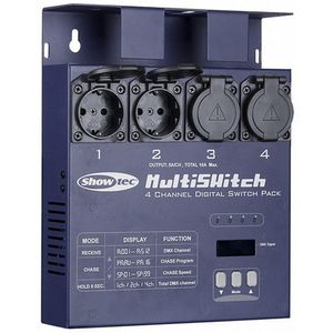 Showtec MultiSwitch, 4 kanaals switchpack, Schuko uitgangen