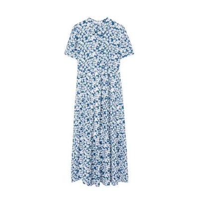 Mango gebloemde blousejurk blauw/wit/zwart