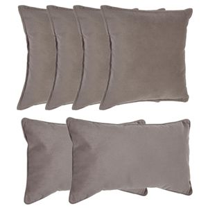 Bank/sierkussens huiskamer Sophia - set 6x stuks - Taupe/beige - polyester - met rits - 2 formaten