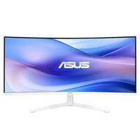 ASUS VU34WCIP-W Eye Care, 34 inch gebogen monitor, brede Quad HD VA (3440 x 1440), 1ms (MPRT), 100Hz, HDMI, USB-C en DisplayPort, SmoothMotion, Eye Care Plus-technologie, geïntegreerde luidspreker,
