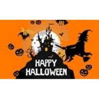 Oranje Happy Halloween vlag   -