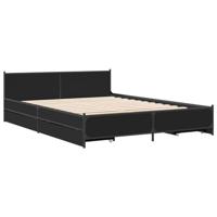 vidaXL Bedframe met lades bewerkt hout bruineikenkleurig 135x190 cm, bed, bed ombouw, twijfelaar bed, bedbodem, slaapkamermeubel, 2 persoonsbed