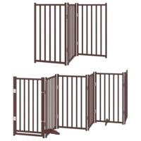 vidaXL Hondenhek inklapbaar 9 panelen 450 cm populierenhout bruin