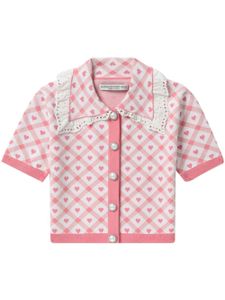 Alessandra Rich cardigan crop à motif en jacquard - Rose