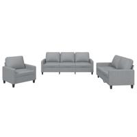 vidaXL 3-delige Loungeset met kussens stof lichtgrijs, fauteuil, 3-zitsbank, sofa, 2-zitsbank, bank, 2 zitsbank, zitbank, fauteuil stoel, 2 zits bank