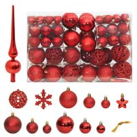 111-delige Kerstballenset polystyreen rood - thumbnail