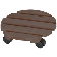 Plantentrolley - hout - donkerbruin - rond - 30 cm - tot 100 kg - multiroller   - - thumbnail