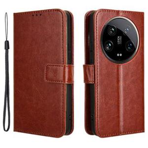 Xiaomi 14 Ultra Wallet Case met Magnetische Sluiting - Bruin