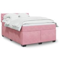 vidaXL Boxspring met matras fluweel roze 140x200 cm, boxspring, ledikant, bedframe, bed, boxspring bed, bedbodem, seniorenbed, senioren bed