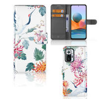 Xiaomi Redmi Note 10 Pro Telefoonhoesje met Pasjes Bird Flowers