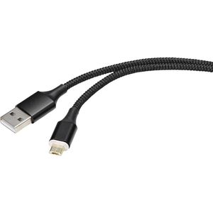 Renkforce USB-kabel USB 2.0 USB-A stekker, USB-micro-B stekker 1.00 m Zwart Magnetische stekker RF-4746074