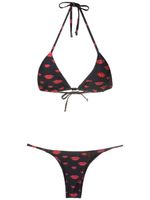 Amir Slama bikini à logo imprimé en all over - Noir