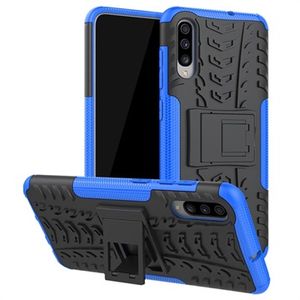 Antislip Samsung Galaxy A70 Hybrid Case met Standaard - Blauw / Zwart