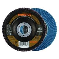 RHODIUS LSZ F2 | 5 stuks Ø 115 mm korrel 60 vakschijven | Made in Germany | metalen slijpschijf voor haakse slijper | lamellenschijf | waaierslijper