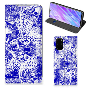 Mobiel BookCase Samsung Galaxy S20 Plus Angel Skull Blauw