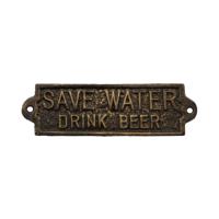 GIETIJZEREN "SPAAR WATER DRINK BIER" BORD