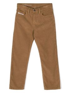 Diesel Kids pantalon en velours côtelé à patch logo - Marron