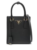 Prada Saffiano triangle-plaque tote bag - Noir