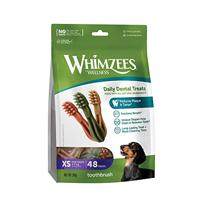WHIMZEES By Wellness Tandenborstel, grootte XS, 48 stuks, kauwsnacks voor tandverzorging, zeer kleine honden (2-7kg), natuurlijke tandverzorgingssnack, graanvrij, zonder toegevoegde suikers