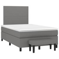 vidaXL Boxspring met matras stof donkergrijs 120x190 cm, pocketveringbed, slaapmeubel, boxspring bed, bed, boxspringbed, eenpersoonsbed