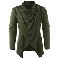 mannen retro ridder solide hoop kraag lange mouw t-shirt casual losse asymmetrische punk pullover blouse tops legergroen Lightinthebox