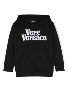 Versace Kids hoodie en coton à broderies Very Versace - Noir